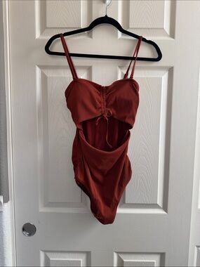 aerie Rust Red Cutout One-Piece Swimsuit - Size medium